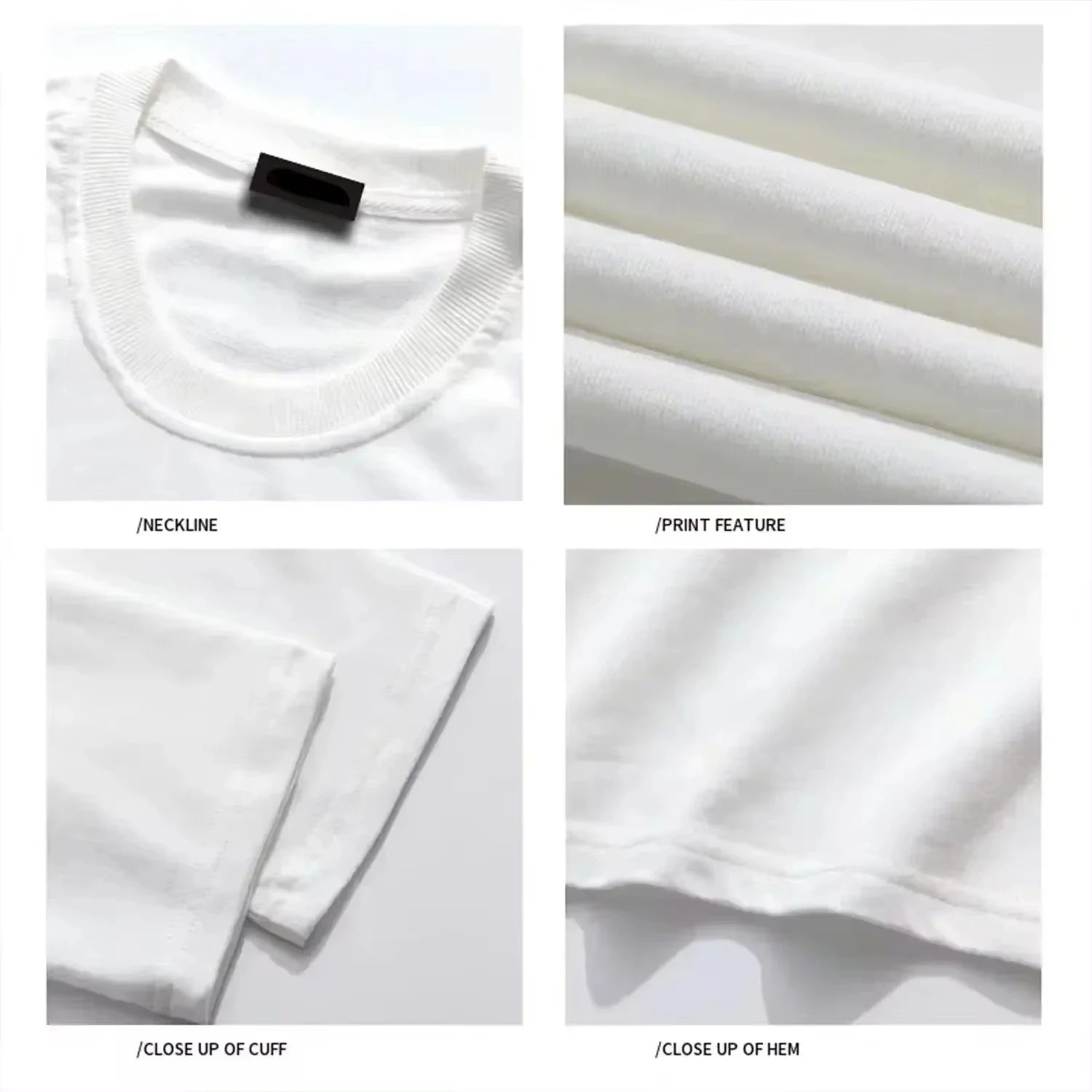 Short-Sleeved T-Shirt Top Heavy Cotton F1 Racing Printing Creative Loose White Opaque Half-Sleeved Shirt Durable and Resistant