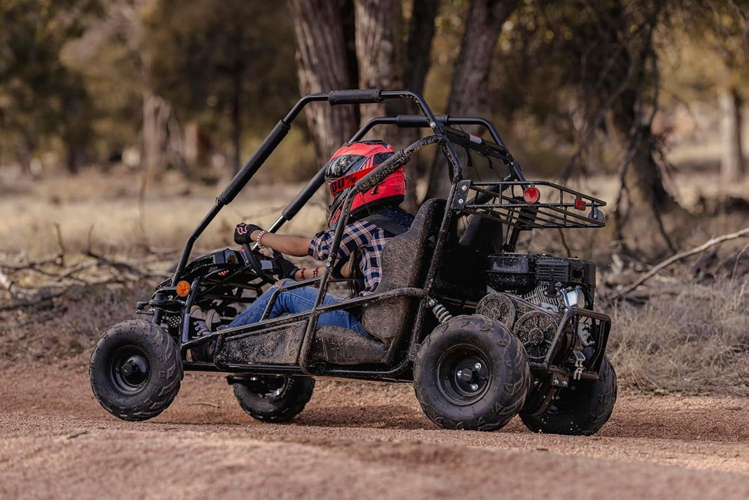 GK200 196Cc Gas Powered Dual Seat Go-Kart, Reverse Gear, Adjustable Suspension, 275 Lbs Maximum Load, off Road Adventure Vehicle