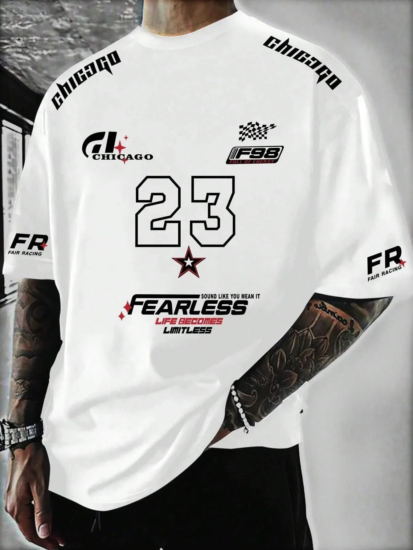 New Letter Casual Pattern T-Shirt Short Sleeved Sports T-Shirt Unisex Casual Fashion Clothing Summer Men'S Racing T-Shirt