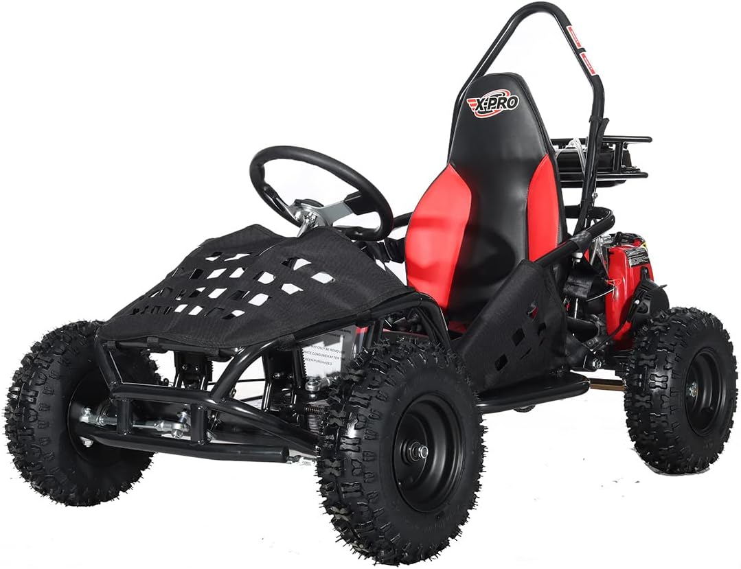 Rover 50 Gas Powered Go Kart Pull Start Go Cart Rear Disc Brake with 6" Wheels (Black)