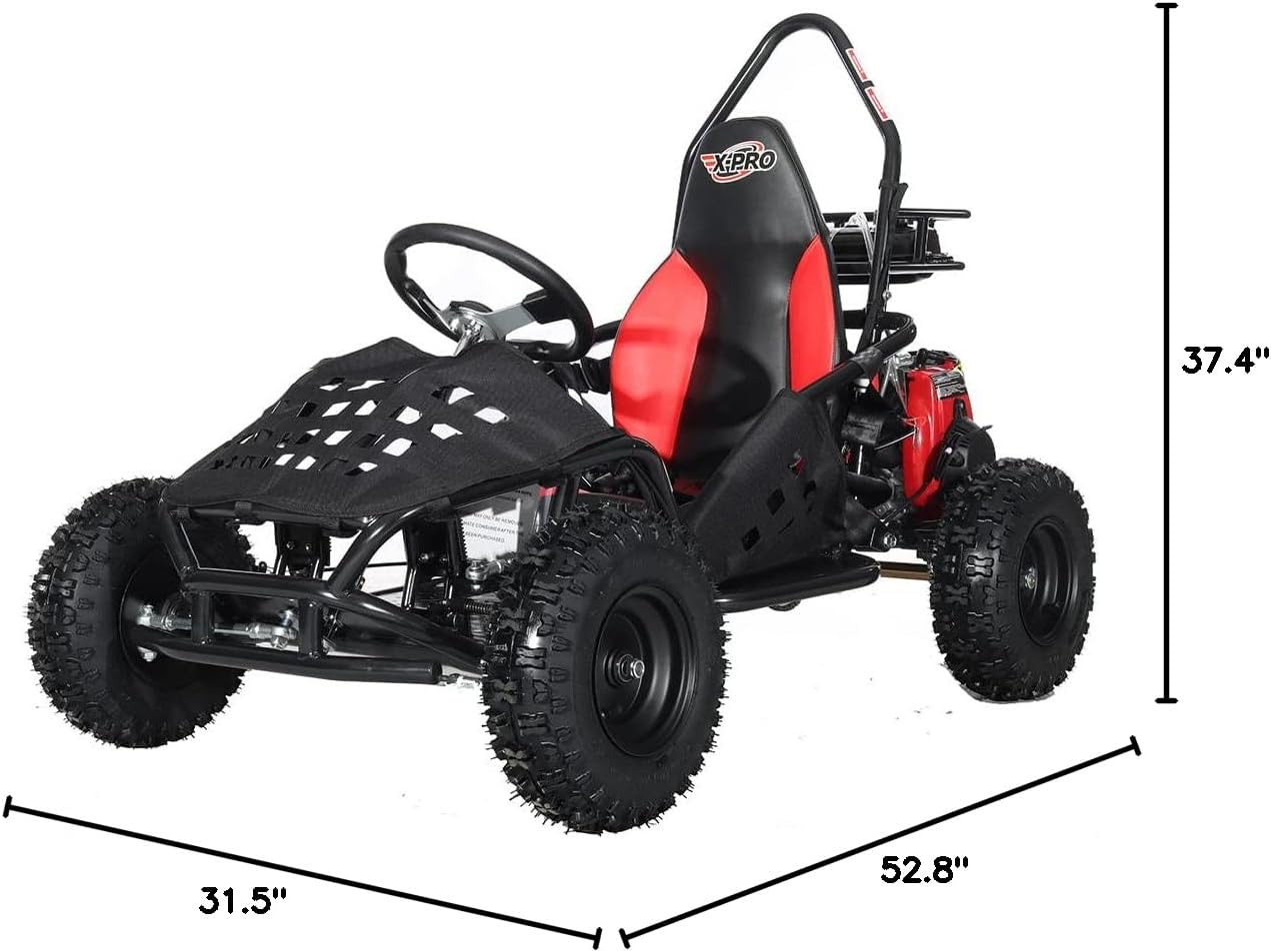 Rover 50 Gas Powered Go Kart Pull Start Go Cart Rear Disc Brake with 6" Wheels (Black)