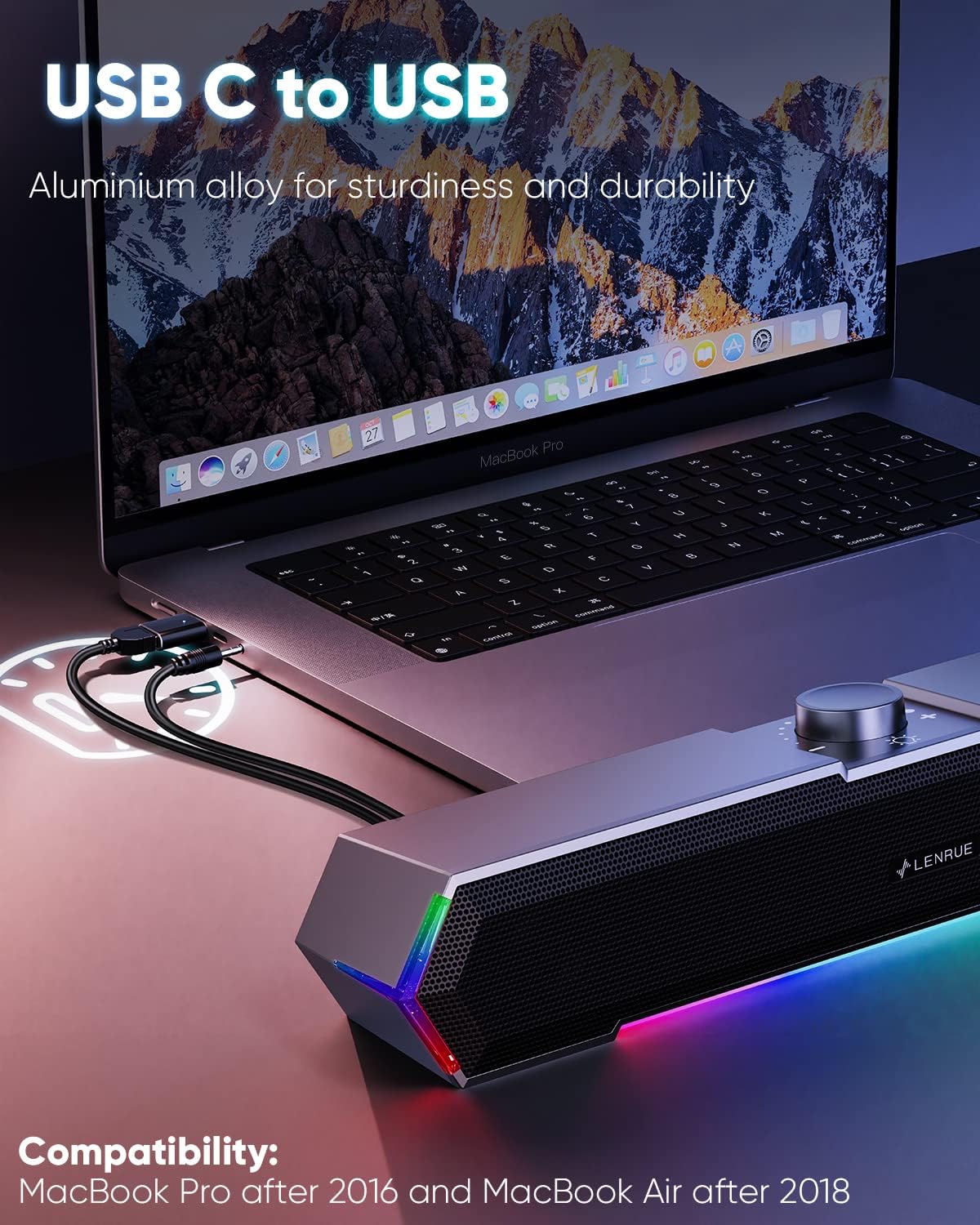 G11 Computer Speakers for Desktop, Touch Lights PC Speakers with Surge Clear Sound, USB C/USB Powered for Computer Desktop PC Laptop Monitor