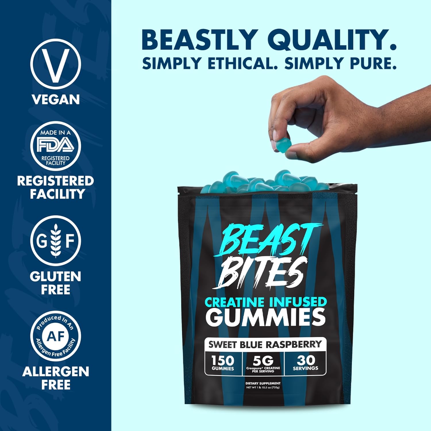 Creatine Infused Gummies - 5G Creapure Creatine Monohydrate per Serving - NSF Certified for Sport - 30 Servings