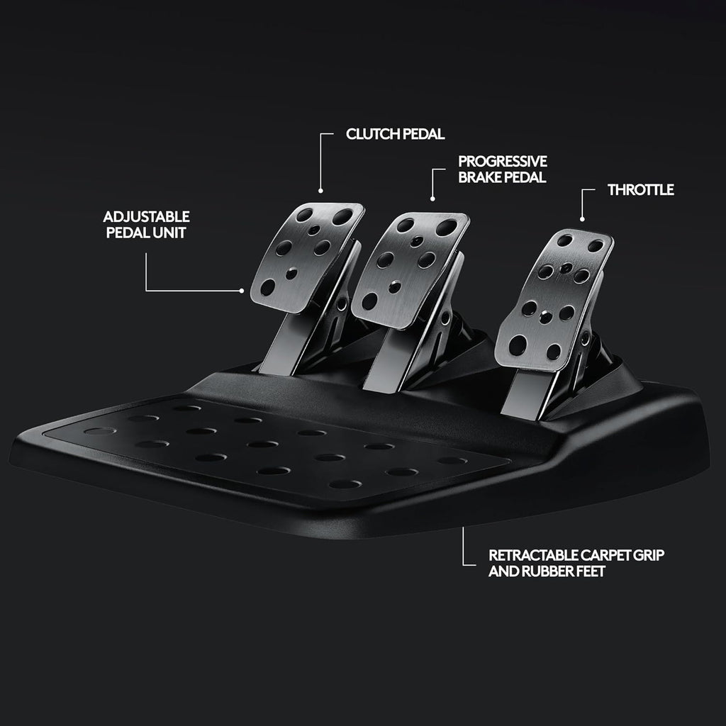 G29 Driving Force Racing Wheel and Floor Pedals, Real Force Feedback, Stainless Steel Paddle Shifters, Leather Steering Wheel Cover for PS5, PS4, PC, Mac - Black
