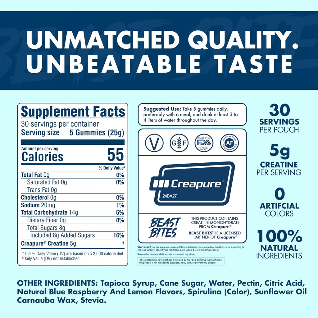 Creatine Infused Gummies - 5G Creapure Creatine Monohydrate per Serving - NSF Certified for Sport - 30 Servings