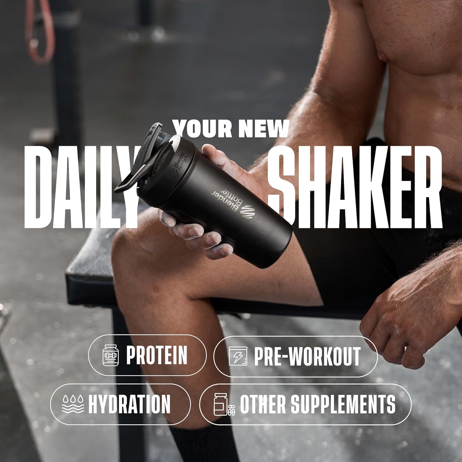 Sport Insulated Stainless Steel Shaker Bottle with Wire Whisk, 24-Ounce, Black – Protein Shakes & Hydration for Athletes & Fitness Enthusiasts, Easy Mixing, Keeps Drinks Cold, Lockable Lid