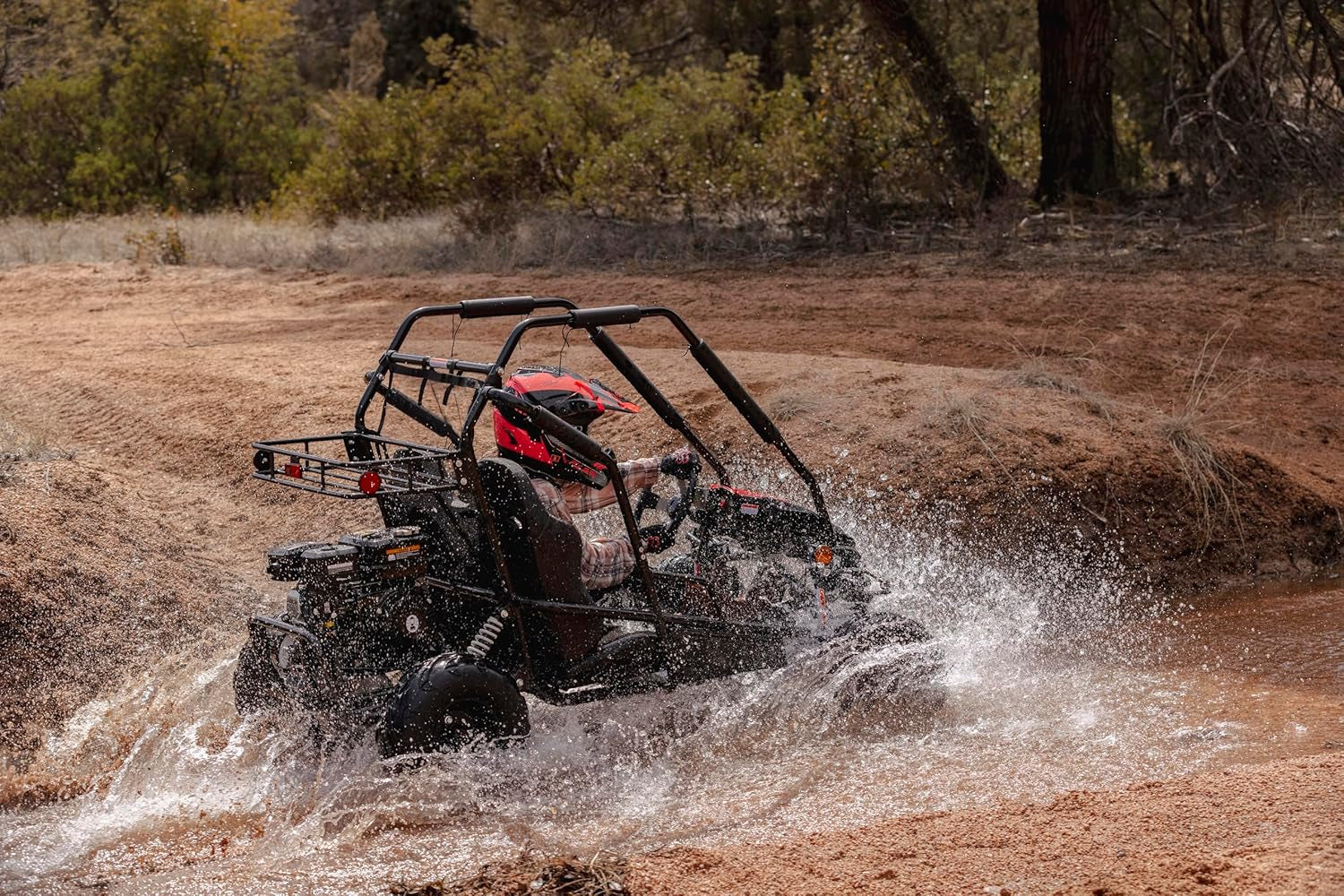 GK200 196Cc Gas Powered Dual Seat Go-Kart, Reverse Gear, Adjustable Suspension, 275 Lbs Maximum Load, off Road Adventure Vehicle