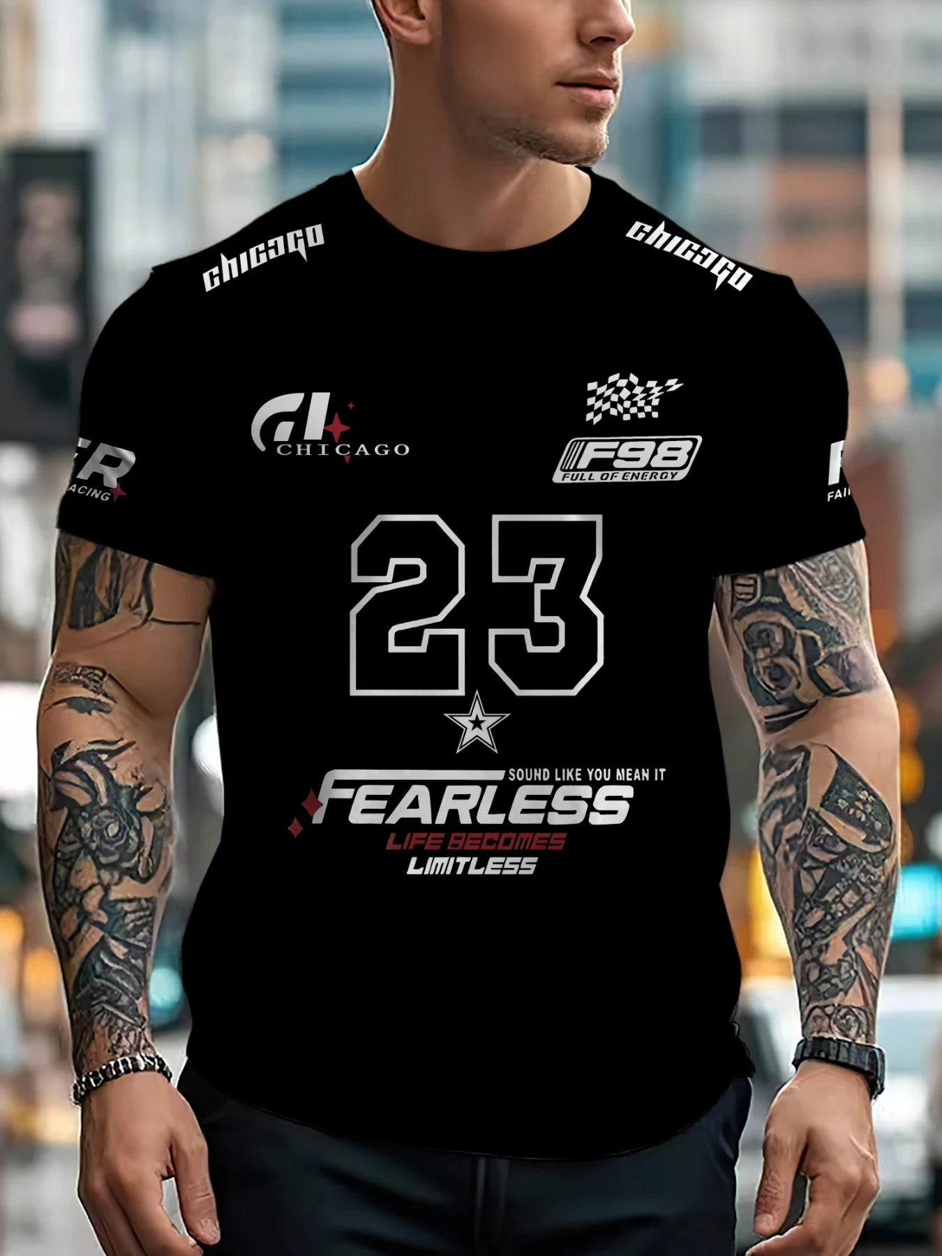 New Letter Casual Pattern T-Shirt Short Sleeved Sports T-Shirt Unisex Casual Fashion Clothing Summer Men'S Racing T-Shirt