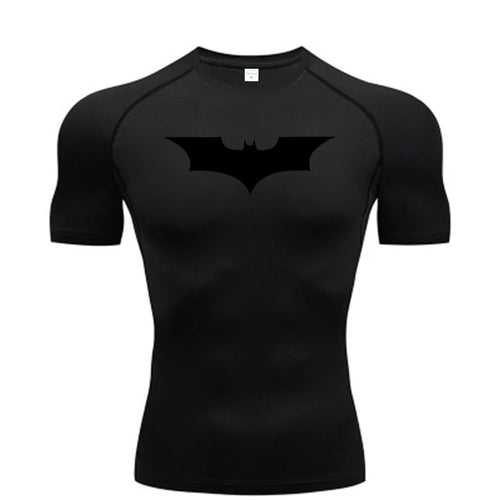Bat Printed Men'S Tight T-Shirt Running Compression Compression T Shirt Gym Fitness Jogging Short Sleeve Male Casual Shirt Tops