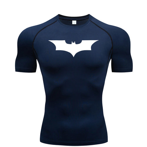 Bat Printed Men'S Tight T-Shirt Running Compression Compression T Shirt Gym Fitness Jogging Short Sleeve Male Casual Shirt Tops