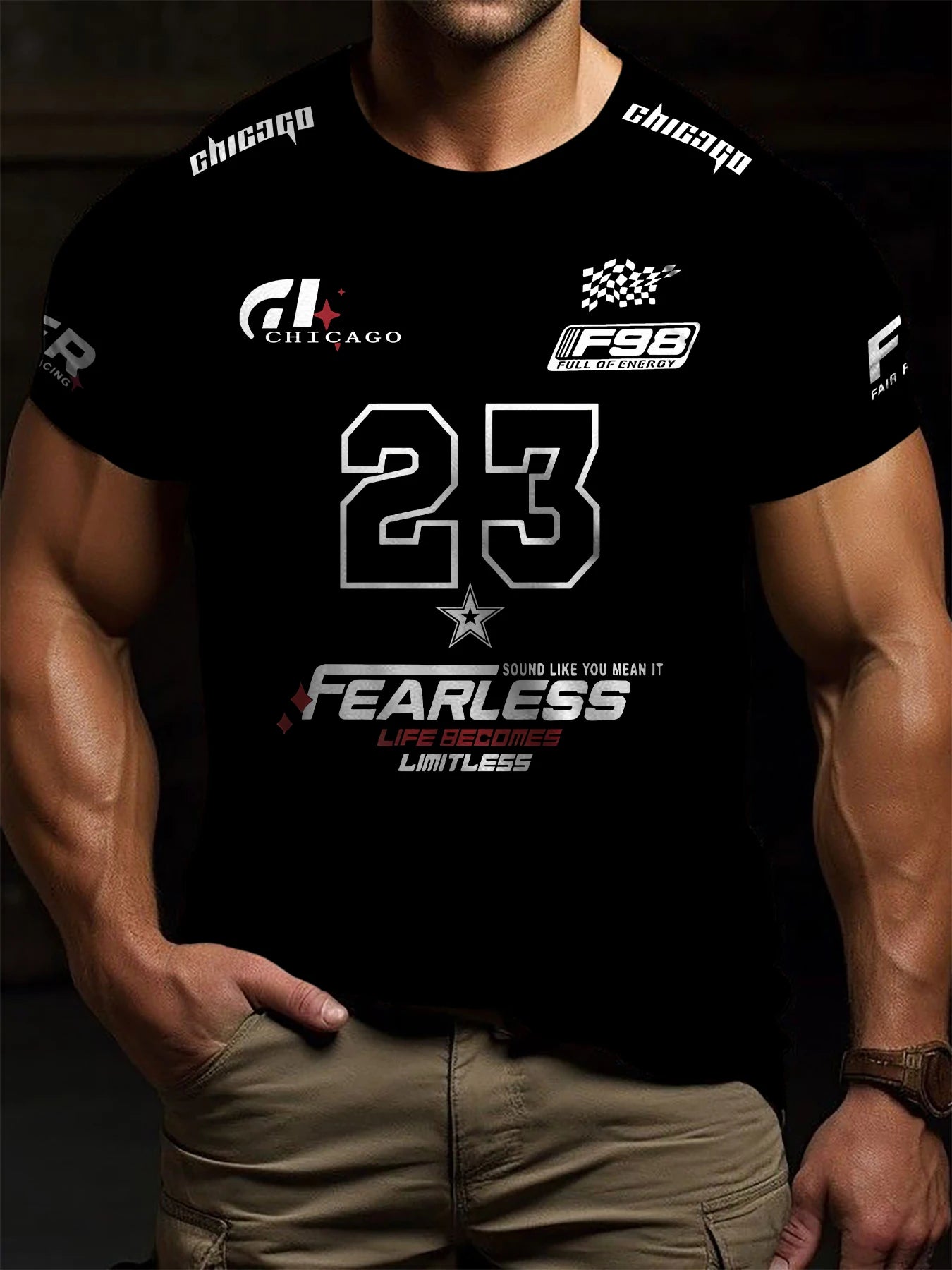 New Letter Casual Pattern T-Shirt Short Sleeved Sports T-Shirt Unisex Casual Fashion Clothing Summer Men'S Racing T-Shirt